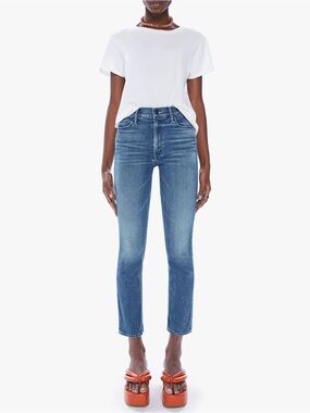 Mother The Mid Rise Dazzler Ankle Straight Jeans Wish On A Star Blue 27